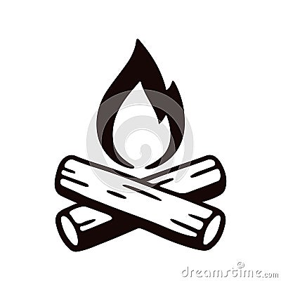 Campfire hand drawn illustration Vector Illustration