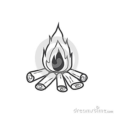 Campfire icon, burning bonfire Vector Illustration