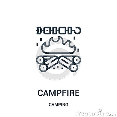 campfire icon vector from camping collection. Thin line campfire outline icon vector illustration. Linear symbol Vector Illustration