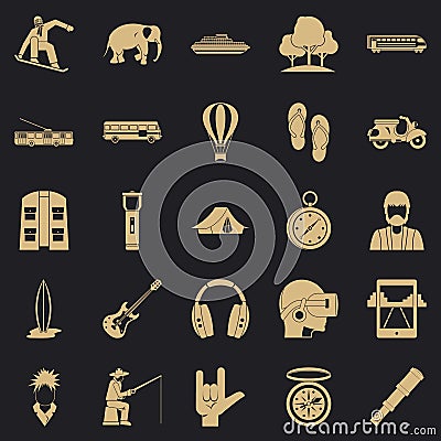 Campfire icons set, simple style Vector Illustration