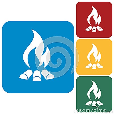 Campfire silhouette icons set Vector Illustration