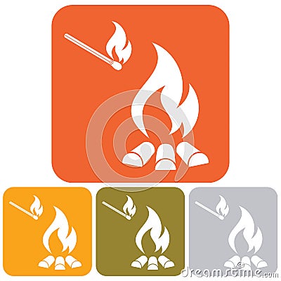 Campfire silhouette set Vector Illustration