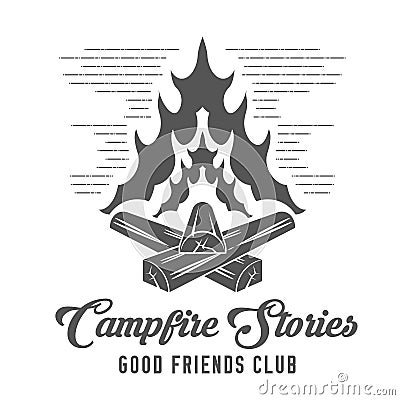 Campfire Stories - Forest Camp - Scout Club Vector Emblem Vector Illustration