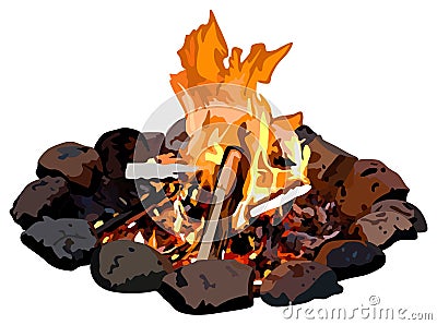 Campfire template cartoon vector drawing fire flames illustration Vector Illustration