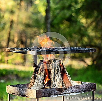 Campfire to make a braai or barbecue Stock Photo