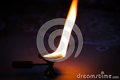 Camphor flame lamp as an offering to god for worship Stock Photo