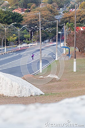 campinas-sp,brasil-july 19,2021: rodovia heitor penteado,car lights in long exposure with a bus stop in sight Editorial Stock Photo