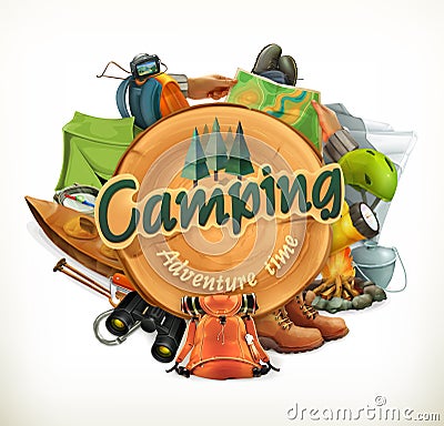 Camping adventure illustration Vector Illustration