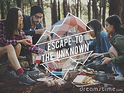 Camping Adventure Trekking Nature Relaxation Concept Stock Photo