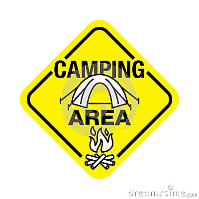 Camping area zone road sign Vector Illustration