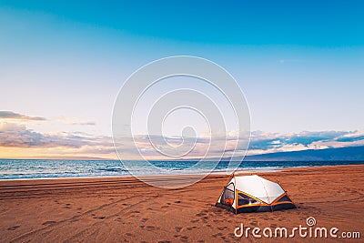 Camping on the Beach Stock Photo