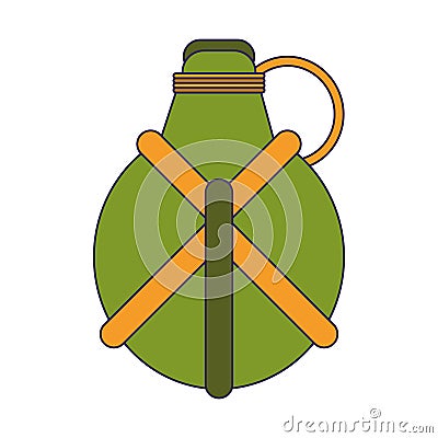 Camping bottle cartoon isolated blue lines Vector Illustration