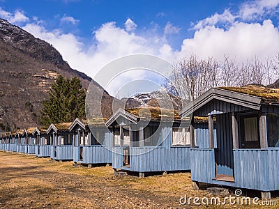 Camping Cabins in the Mountains Stock Photo