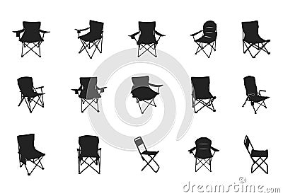 Camping chair silhouette, Camping chair vector. Vector Illustration