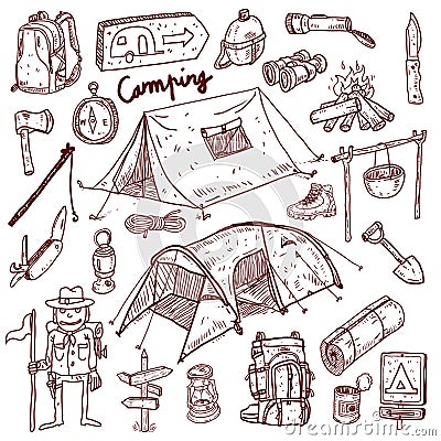 Camping - doodles collection Vector Illustration