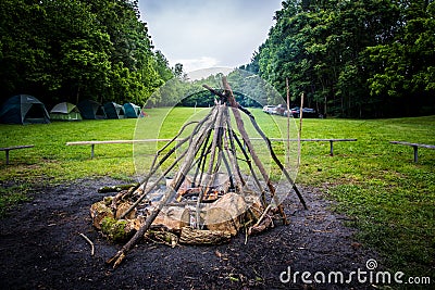 Camping Fire Stock Photo