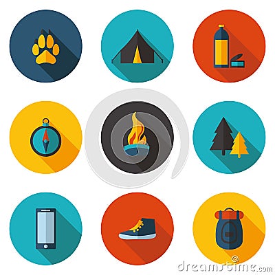 Camping flat icons in vector format Vector Illustration