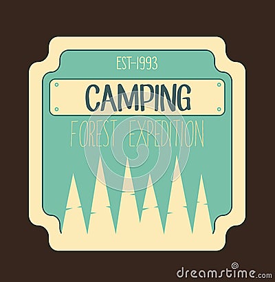 Camping forest expedition badge. Outdoor logo and emblem. Vector Illustration