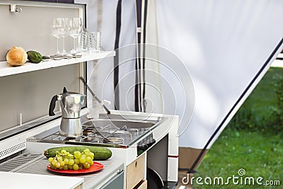 Camping or glamping Stock Photo