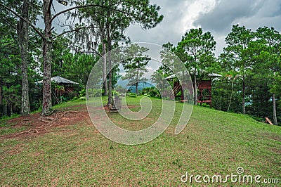 Camping ground in Dominical republic rain time Stock Photo