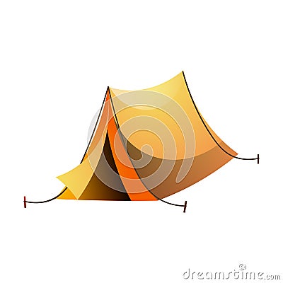 Camping or hiking yellow color tent, waterproof material Vector Illustration