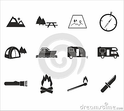 Camping icon set Vector Illustration