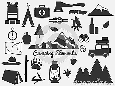 Camping icon set Vector Illustration