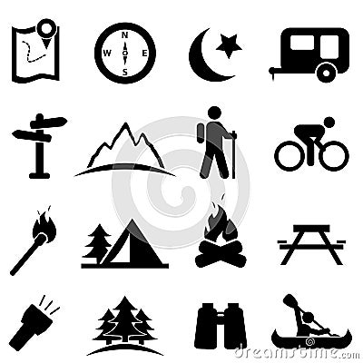 Camping icon set Vector Illustration