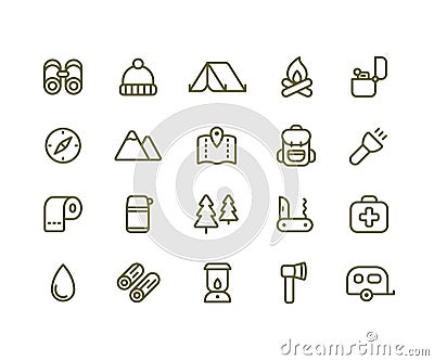 Camping icon set Vector Illustration