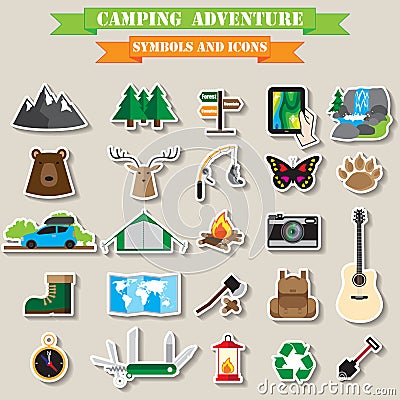 Camping icon set Vector Illustration