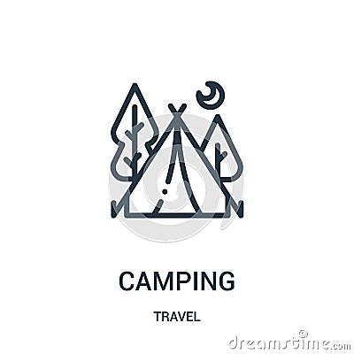 camping icon vector from travel collection. Thin line camping outline icon vector illustration. Linear symbol for use on web and Vector Illustration