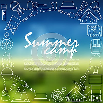 Camping icons collection. Summer Camping. Vector Illustration