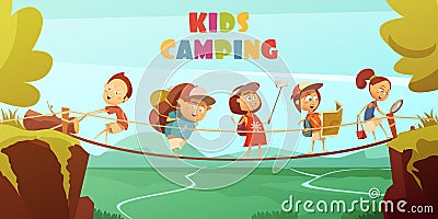 Camping Kids Background Vector Illustration