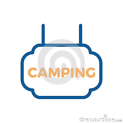 Camping label thin line icon. Vector illustration for summer, vacations, camping business Vector Illustration