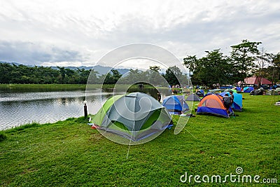 Camping at lake view park Editorial Stock Photo