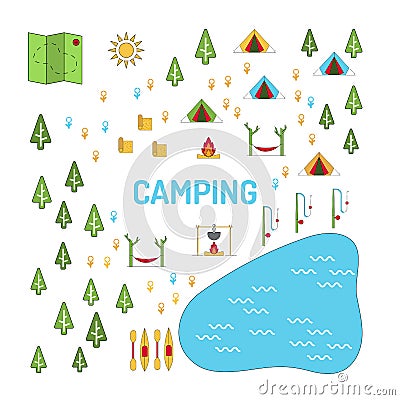 Camping map set vector Vector Illustration