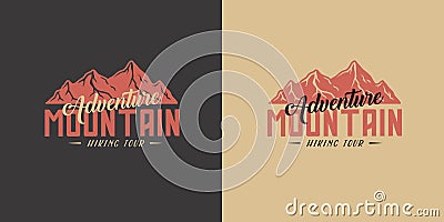 Camping mountain emblem for camp outdoor trip Vector Illustration