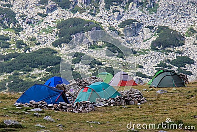 Camping in the Mountains Stock Photo