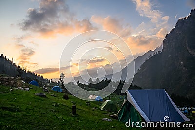 Camping on mountains Stock Photo