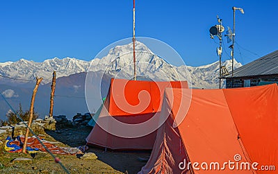 Camping near North Annapurna, Nepal Stock Photo