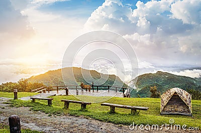 Camping near the scenic spot at chiang mai in thailand Stock Photo