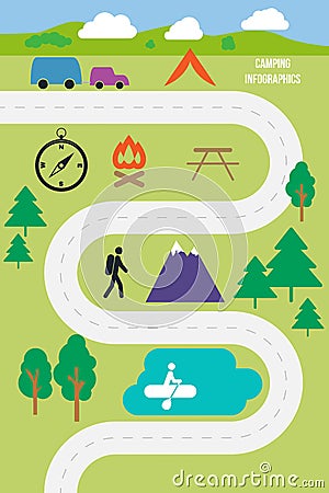 Camping outdoor infographics vector illustration Vector Illustration