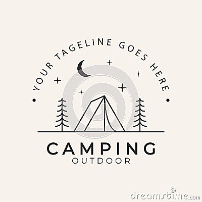 camping outdoor line art logo design vector Vector Illustration
