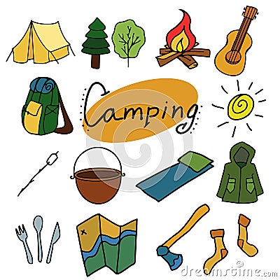 Camping and outdoor vector illustration, Isolated objects Vector Illustration