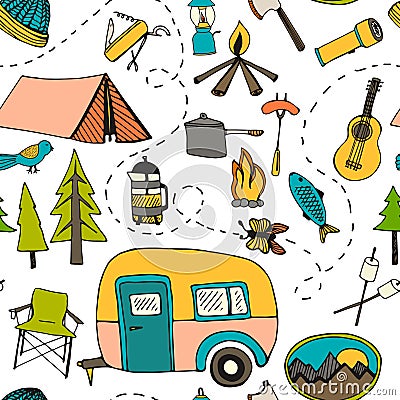 Camping pattern Vector Illustration