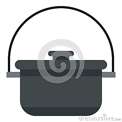 Camping pot icon, flat style Vector Illustration