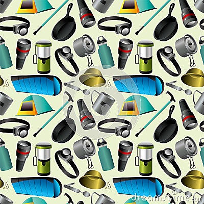 Camping seamless pattern Vector Illustration