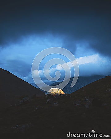 Camping in Snowdonia National Park in Gwynedd, Wales Stock Photo