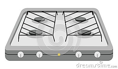 Camping stove cartoon icon. Cartoon gas camp burner, portable indoor cooker, outdoor furnace for picnic cooking on heat Vector Illustration