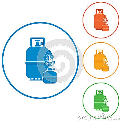 Camping stove with gas bottle icon Vector Illustration